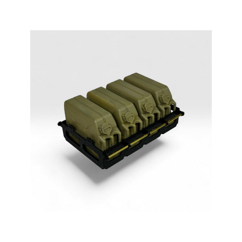 1/10 Scale Jerry Can Holder for 4x 20L CRM Resin Cans – RC Roof Rack & Bed Mount