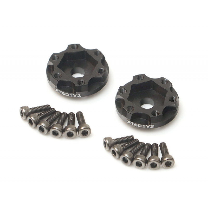 Boom Racing BRXT601V2 ProBuild XT601 V2 6-Lug Aluminum 12mm Wheel Hub Adapters 1MM Offset Ver 2 (2) Black