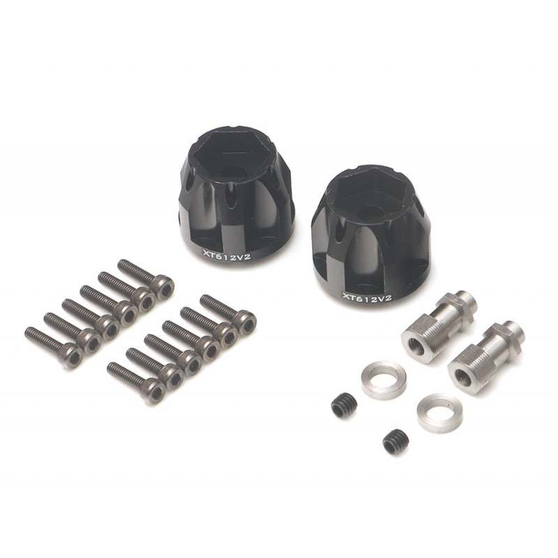 Boom Racing BRXT612V2 ProBuild XT612 V2 6-Lug Aluminum 12mm Wheel Hub Adapters 12MM Offset (2)