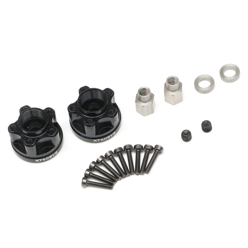 Boom Racing BRXT508V2 ProBuild XT508 V2 5-Lug Aluminum 12mm Wheel Hub Adapters 8MM Offset Version 2 (2) Black