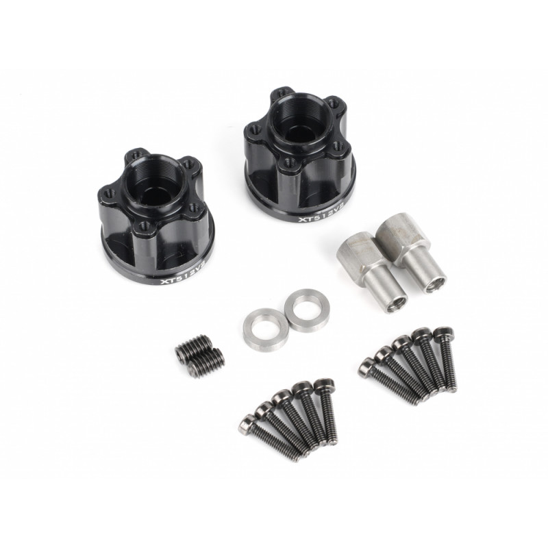 Boom Racing BRXT512V2 ProBuild XT512 5-Lug Aluminum 12mm Wheel Hub Adapters 12mm Offset Version 2  (2) Black