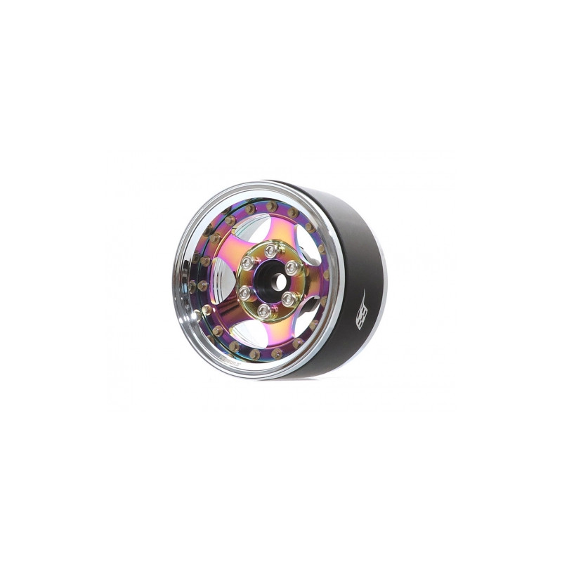 Boom Racing BRPB008CRNEO ProBuild 1.9" SV5 Adjustable Offset Aluminum Beadlock Wheels (2) Chrome/Neo Chrome