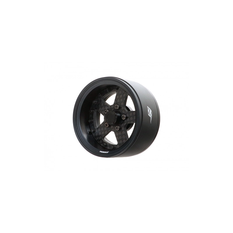 Boom Racing BRPB009MBKCF ProBuild 1.9" CF5 Adjustable Offset Aluminum Beadlock Wheels (2) Matte Black/Carbon Fiber