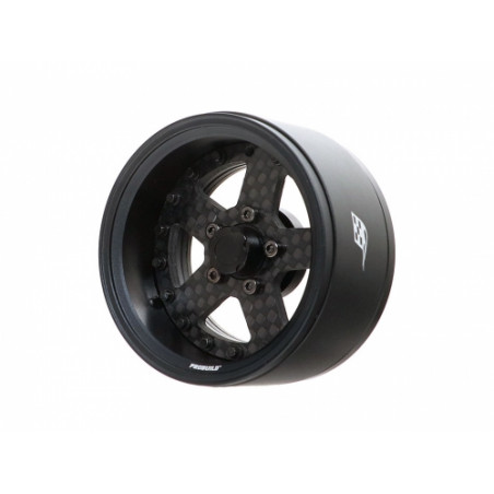 Boom Racing BRPB009MBKCF ProBuild 1.9" CF5 Adjustable Offset Aluminum Beadlock Wheels (2) Matte Black/Carbon Fiber