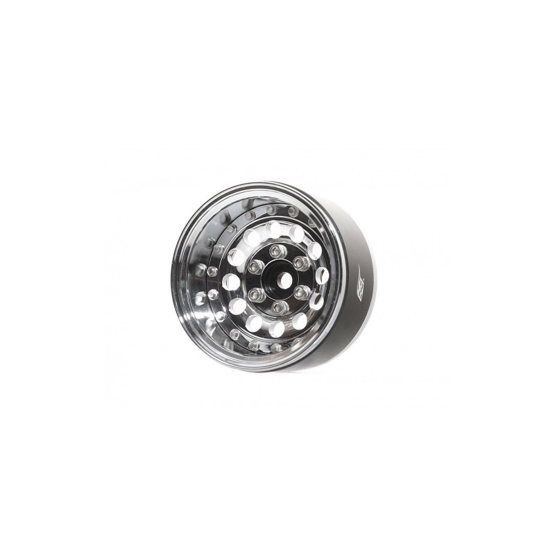 Boom Racing BRPB011CRCR ProBuild 1.9" R12 Adjustable Offset Aluminum Beadlock Wheels (2) Chrome/Chrome