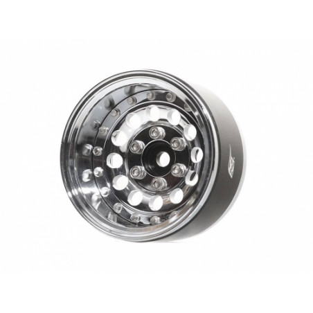 Boom Racing BRPB011CRCR ProBuild 1.9" R12 Adjustable Offset Aluminum Beadlock Wheels (2) Chrome/Chrome
