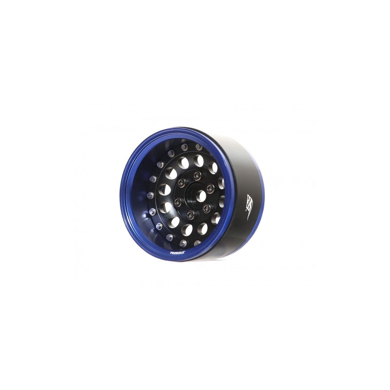 Boom Racing BRPB012BBK ProBuild 1.9" R12 Adjustable Offset Aluminum Beadlock Wheels (2) Blue/Matte Black