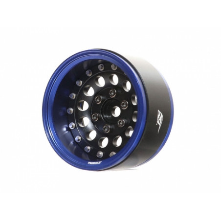 Boom Racing BRPB012BBK ProBuild 1.9" R12 Adjustable Offset Aluminum Beadlock Wheels (2) Blue/Matte Black