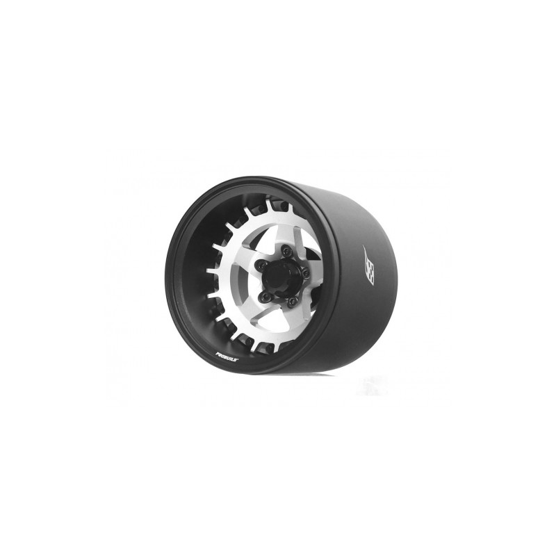 Boom Racing BRPB018BKRS-EW ProBuild 1.9" Extra Wide SS5 Adjustable Offset Aluminum Beadlock Wheels (2) Matte Black/Flat Silver