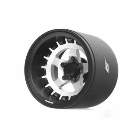 Boom Racing BRPB018BKRS-EW ProBuild 1.9" Extra Wide SS5 Adjustable Offset Aluminum Beadlock Wheels (2) Matte Black/Flat Silver