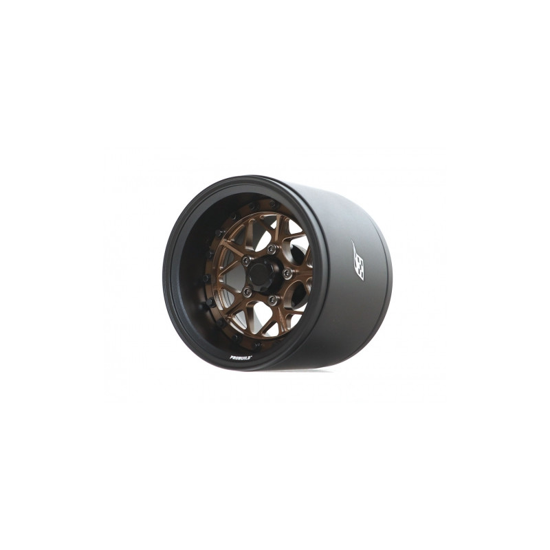 Boom Racing BRPB022MBKBZ-EW ProBuild 1.9" Extra Wide LGB Adjustable Offset Aluminum Beadlock Wheels (2) Matte Black/Bronze