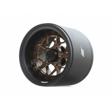 Boom Racing BRPB022MBKBZ-EW ProBuild 1.9" Extra Wide LGB Adjustable Offset Aluminum Beadlock Wheels (2) Matte Black/Bronze