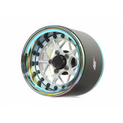 Boom Racing BRPB024NEORS-EW ProBuild 1.9" Extra Wide LGB Adjustable Offset Aluminum Beadlock Wheels (2) Neo Chrome/Flat Silver