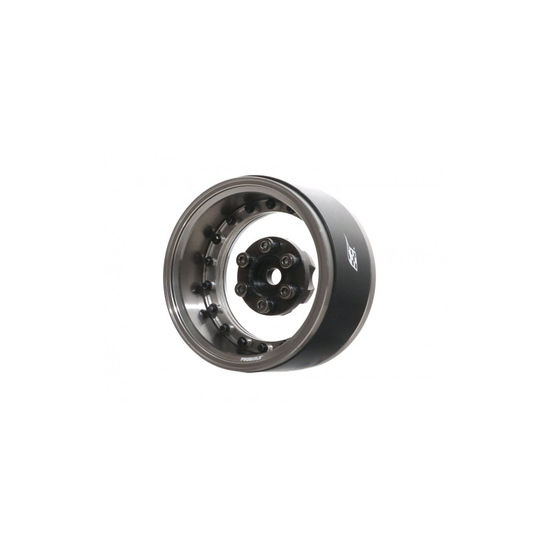 Boom Racing BRPB025GMA ProBuild 1.9" CAL 6-LUG Adjustable Offset Beadlock Wheels (2) Gun Metal /Clear