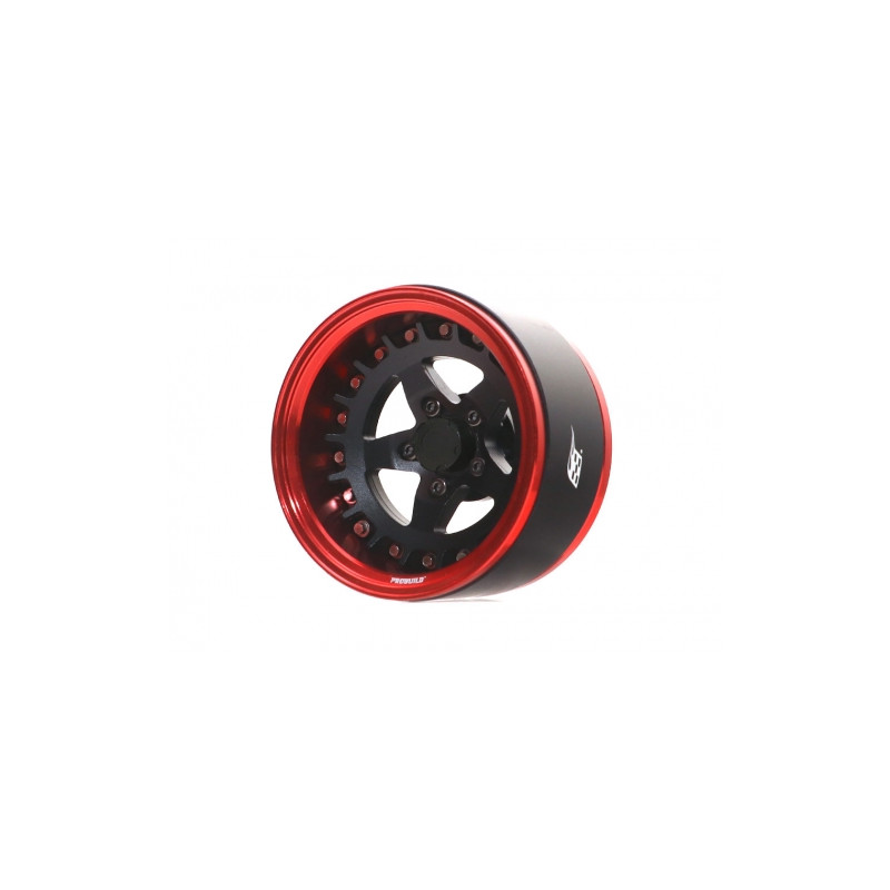 Boom Racing BRPB033RMBK ProBuild 1.9" SS5 Adjustable Offset Aluminum Beadlock Wheels (2) Red/Matte Black