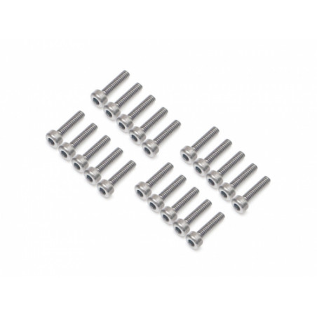 Boom Racing BRPROB-07S ProBuild M2x8mm Socket Cap Screw 12.9 Grade Screws (20) Silver