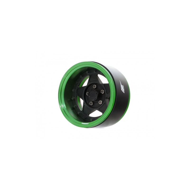 Boom Racing BRPB030GMBK ProBuild 1.9" RTS Adjustable Offset Aluminum Beadlock Wheels (2) Green/Matte Black