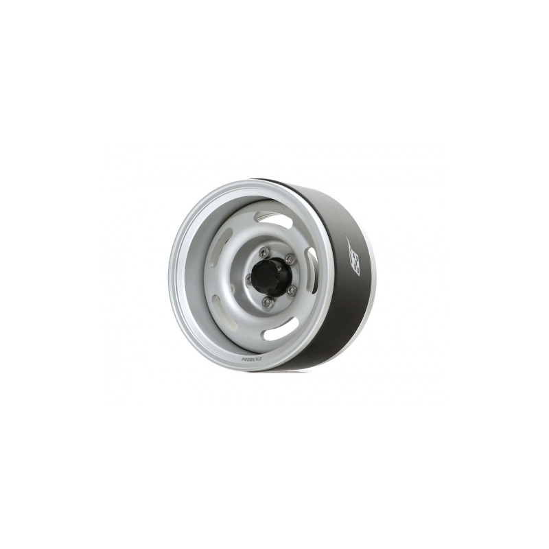 Boom Racing BRPB026RSRS ProBuild 1.9" Slot Mags Jelly Bean Adjustable Offset Aluminum Beadlock Wheels (2) Flat Silver/Flat Silve