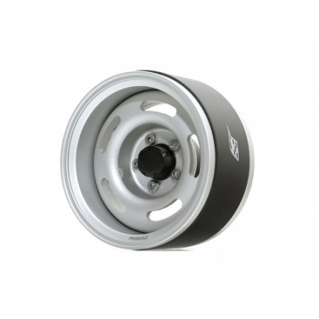 Boom Racing BRPB026RSRS ProBuild 1.9" Slot Mags Jelly Bean Adjustable Offset Aluminum Beadlock Wheels (2) Flat Silver/Flat Silve