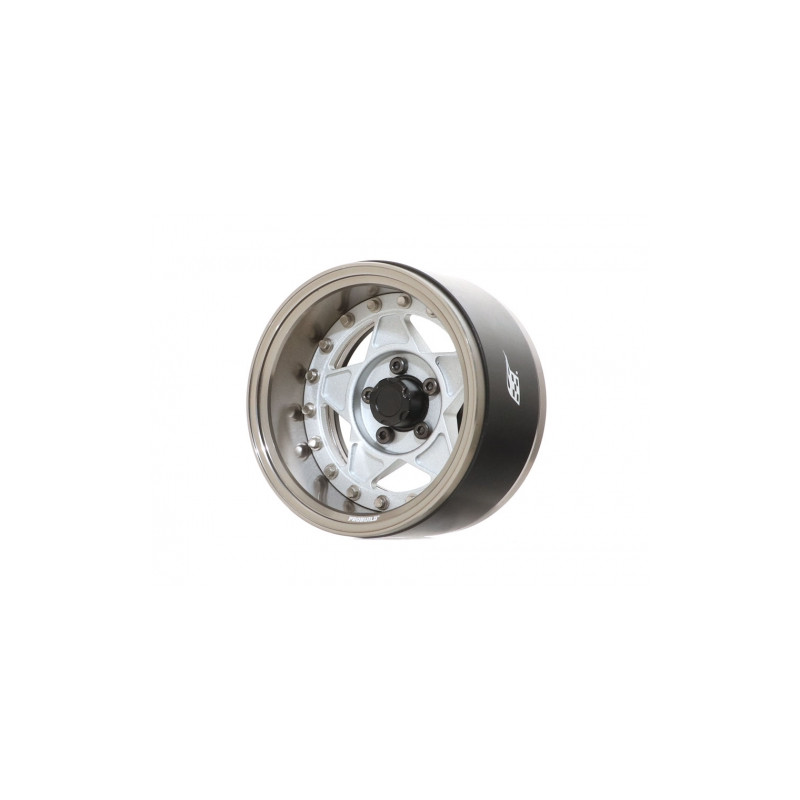 Boom Racing BRPB039GMMS ProBuild 1.9" RTS Adjustable Offset Aluminum Beadlock Wheels (2) Gun Metal/Matte Silver