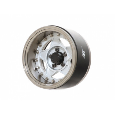 Boom Racing BRPB039GMMS ProBuild 1.9" RTS Adjustable Offset Aluminum Beadlock Wheels (2) Gun Metal/Matte Silver