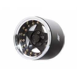 Boom Racing BRPB038CRMBK-EW ProBuild 1.9" Extra Wide RTS Adjustable Offset Aluminum Beadlock Wheels (2) Chrome/Matte Black