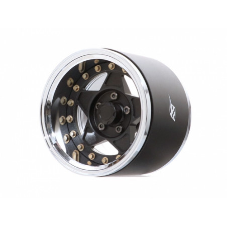 Boom Racing BRPB038CRMBK-EW ProBuild 1.9" Extra Wide RTS Adjustable Offset Aluminum Beadlock Wheels (2) Chrome/Matte Black
