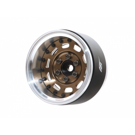 Boom Racing BRPB041RAWBZ ProBuild 1.9" MAG-10 Adjustable Offset Aluminum Beadlock Wheels (2) Raw Silver/Bronze