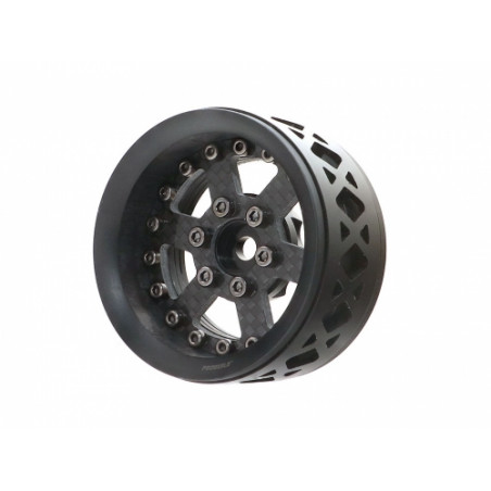 Boom Racing BRPB043BKCF ProBuild 1.9" Ultra Lightweight Performance CF6 Adjustable Offset Beadlock Wheels (2) Black/Carbon Fiber