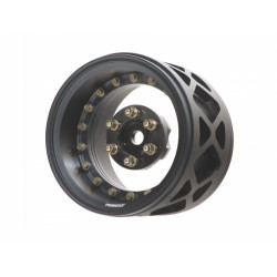 Boom Racing BRPB044MBKA-EX ProBuild 1.9" Lightweight Extra Wide CAL-6 Adjustable Offset Beadlock Wheels (2) Matte Black/Clear