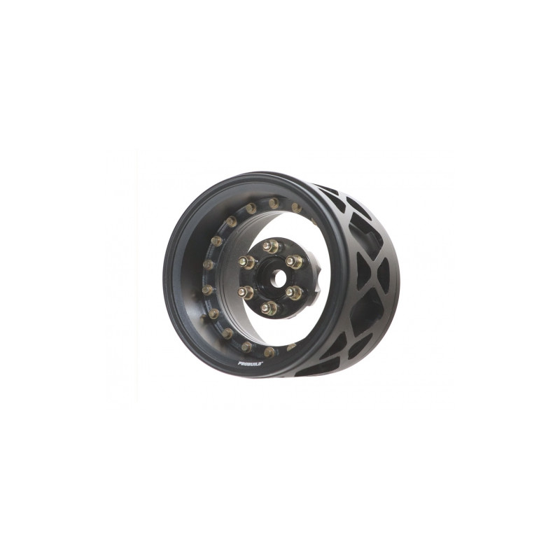 Boom Racing BRPB044MBKA-EX ProBuild 1.9" Lightweight Extra Wide CAL-6 Adjustable Offset Beadlock Wheels (2) Matte Black/Clear