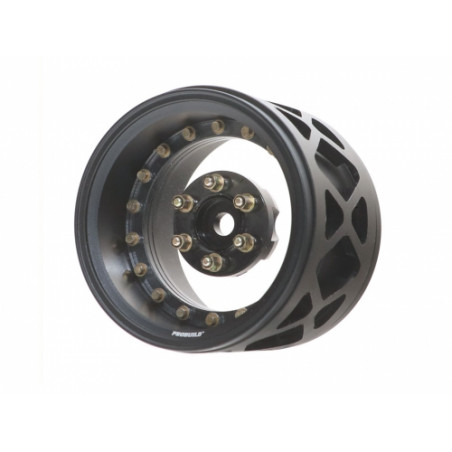 Boom Racing BRPB044MBKA-EX ProBuild 1.9" Lightweight Extra Wide CAL-6 Adjustable Offset Beadlock Wheels (2) Matte Black/Clear