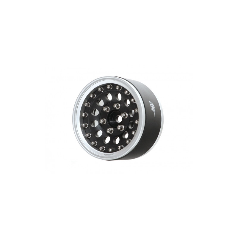 Boom Racing BRPB045FSMBK ProBuild 1.9" R12 Adjustable Offset Aluminum Beadlock Wheels (2) Flat Silver/Matte Black
