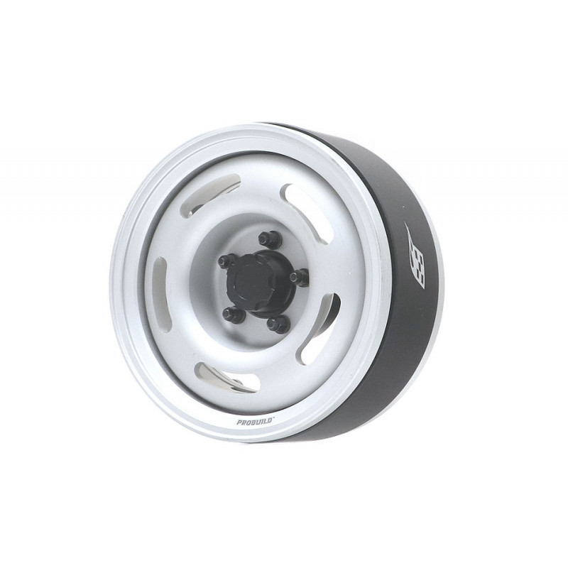 Boom Racing BRPB046FSFS-NW ProBuild 1.9" Narrow Slot Mags Jelly Bean Adjustable Offset Beadlock Wheels (2) Flat Silver/Flat Silv