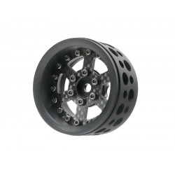 Boom Racing BRPB049BKCF ProBuild 1.9" Ultra Lightweight Performance CF6 Adjustable Offset Beadlock Wheels (2) Black/Carbon Fiber