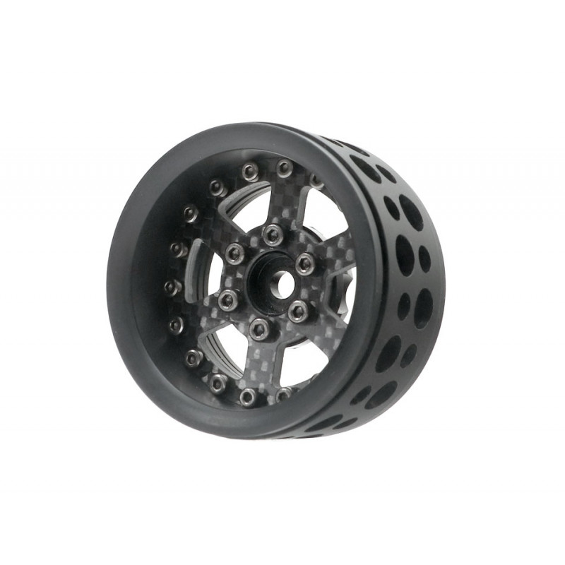 Boom Racing BRPB049BKCF ProBuild 1.9" Ultra Lightweight Performance CF6 Adjustable Offset Beadlock Wheels (2) Black/Carbon Fiber