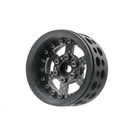 Boom Racing BRPB049BKCF ProBuild 1.9" Ultra Lightweight Performance CF6 Adjustable Offset Beadlock Wheels (2) Black/Carbon Fiber