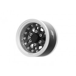 Boom Racing BRPB15506FSCF ProBuild 1.55" CFH6 Adjustable Offset Aluminum Beadlock Wheels (2) Flat Silver/Carbon Fiber