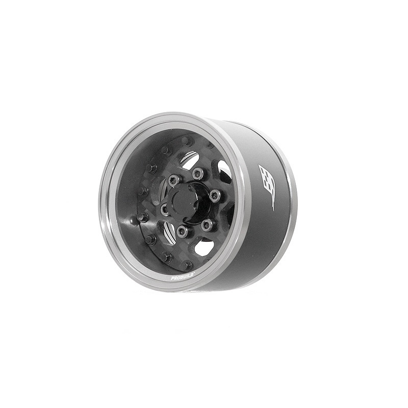 Boom Racing BRPB15509GMCF ProBuild 1.55" CFS6 Adjustable Offset Aluminum Beadlock Wheels (2) Gun Metal/Carbon Fiber