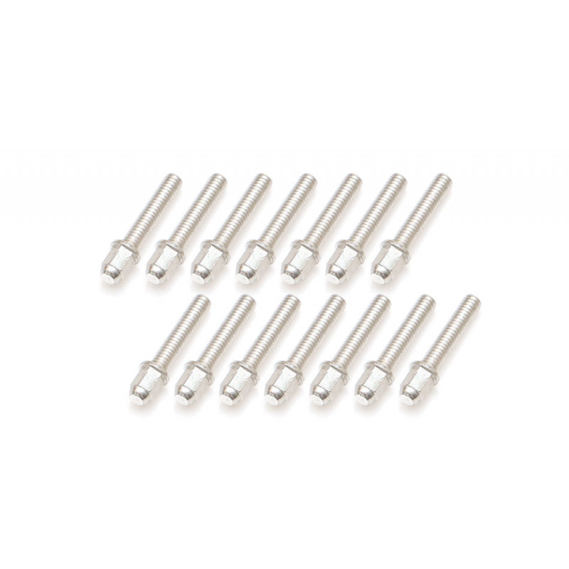 Boom Racing BRPROB-18S ProBuild Mag Seat Lug Nut 12.9 Grade M2.5x12mm Scale Hardware Set (14) Silver