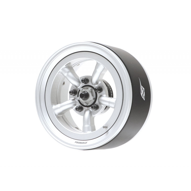 Boom Racing BRPB054FSFS ProBuild 1.9" M5 Adjustable Offset Aluminum Beadlock Wheels (2) Flat Silver/Flat Silver