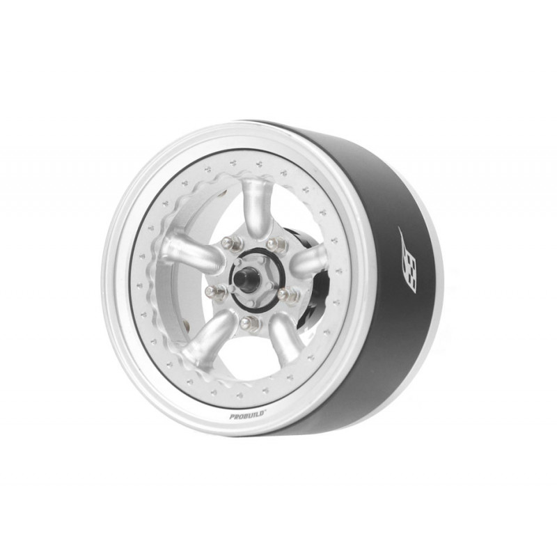 Boom Racing BRPB052FSFS ProBuild 1.9" Spectre Adjustable Offset Aluminum Beadlock Wheels (2) Flat Silver/Flat Silver