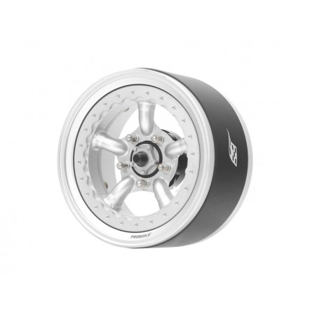Boom Racing BRPB052FSFS ProBuild 1.9" Spectre Adjustable Offset Aluminum Beadlock Wheels (2) Flat Silver/Flat Silver