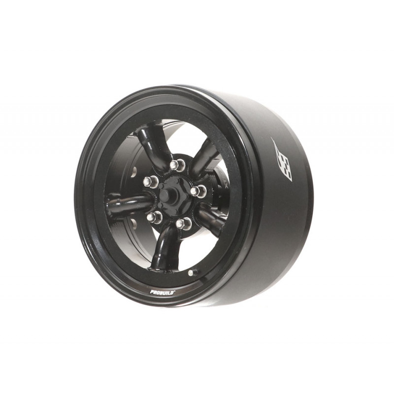 Boom Racing BRPB053BKBK ProBuild 1.9" M5 Adjustable Offset Aluminum Beadlock Wheels (2) Black/Black