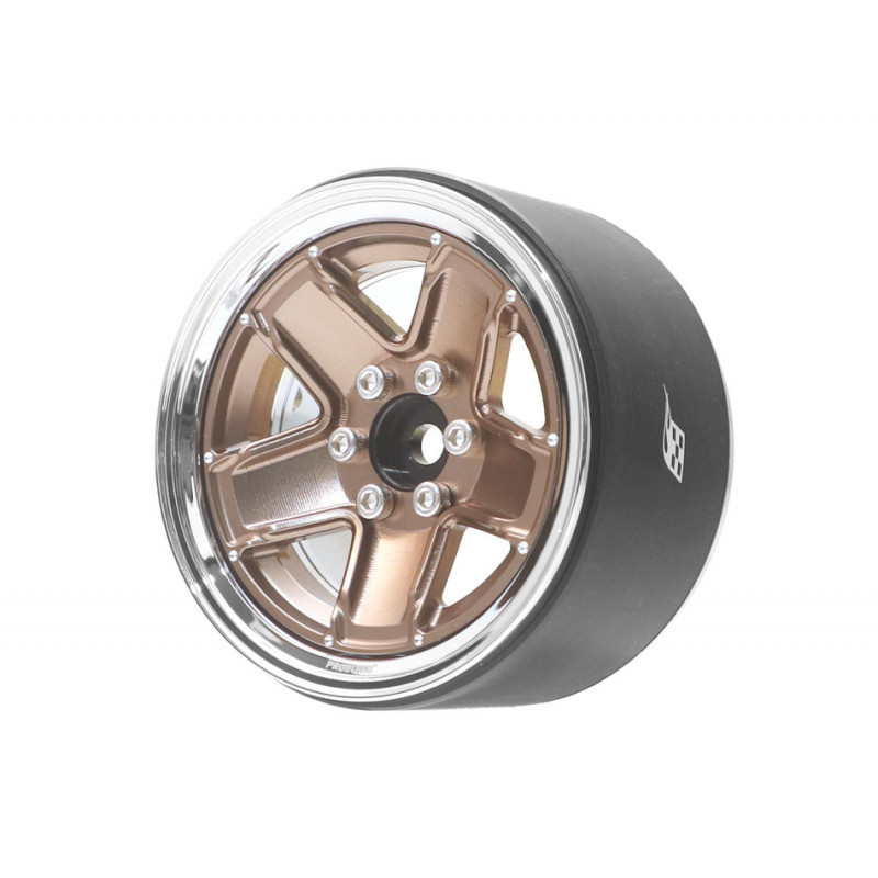 Boom Racing BRPB2204CRBZ ProBuild 2.2" M13 Adjustable Offset Aluminum Beadlock Wheels (2) Chrome/Bronze