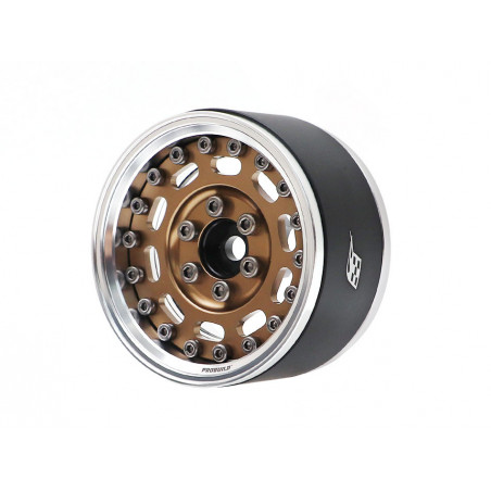 Boom Racing BRPB057PLBZ ProBuild 1.9" MAG-10 Adjustable Offset Aluminum Beadlock Wheels (2) Platinum/Bronze