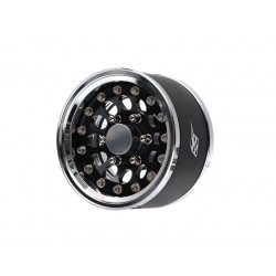 Boom Racing BRPB15510CRBK-R ProBuild 1.55" R12 6-Lug Adjustable Offset Aluminum Beadlock Wheels w/ Dome Center Cap (2) Chrome/Bl