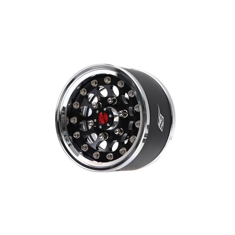 Boom Racing BRPB15510CRBK-F ProBuild 1.55" R12 6-Lug Adjustable Offset Aluminum Beadlock Wheels w/ Locking Hub Center Cap (2) Ch