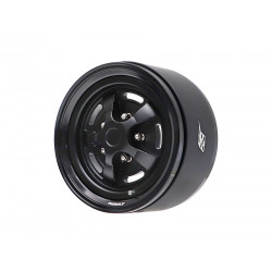 Boom Racing BRPB058BKBK ProBuild 1.9"  Rostyle Classic Adjustable Offset Aluminum Beadlock Wheels (2) Black/Black