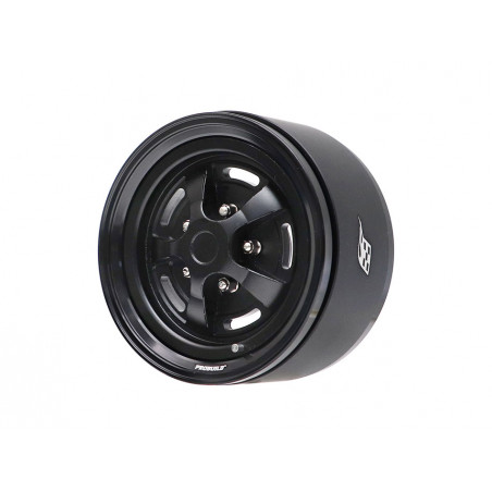 Boom Racing BRPB058BKBK ProBuild 1.9"  Rostyle Classic Adjustable Offset Aluminum Beadlock Wheels (2) Black/Black